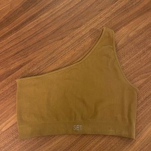 SET ACTIVE Sculptflex Ribbed One Shoulder in GLOW. Size M